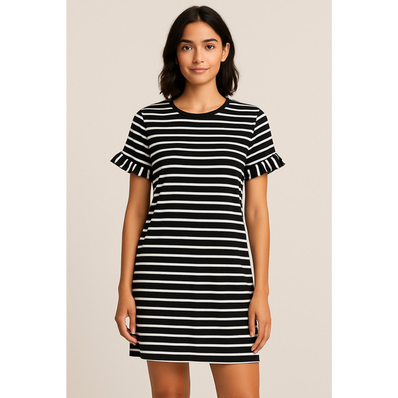 Floerns Ruffle Sleeve Black & White Stripe Dress – Small - Picture 1 of 10
